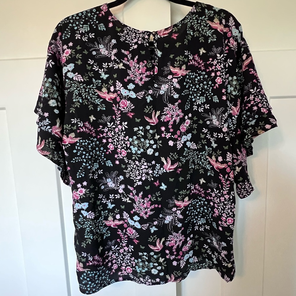 Womens Floral Blouse with Butterfly Sleeves